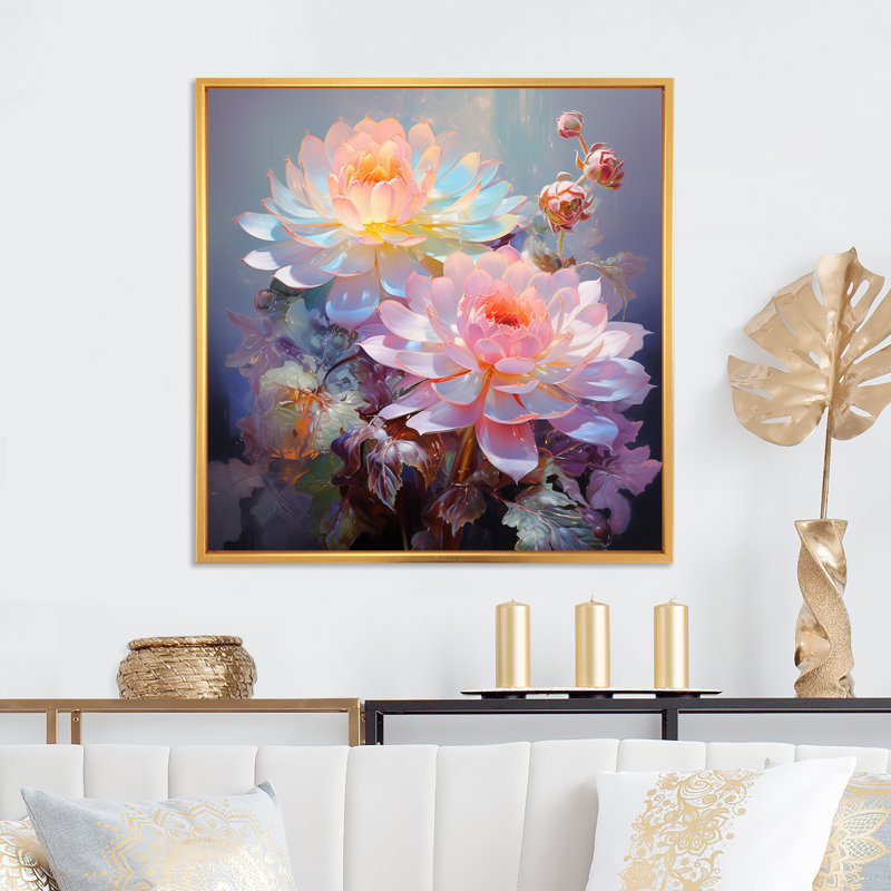Délicats et succulents pastels tendres - Impression, H 30 po x l 30 po x P 1 po, Cadre flottant doré