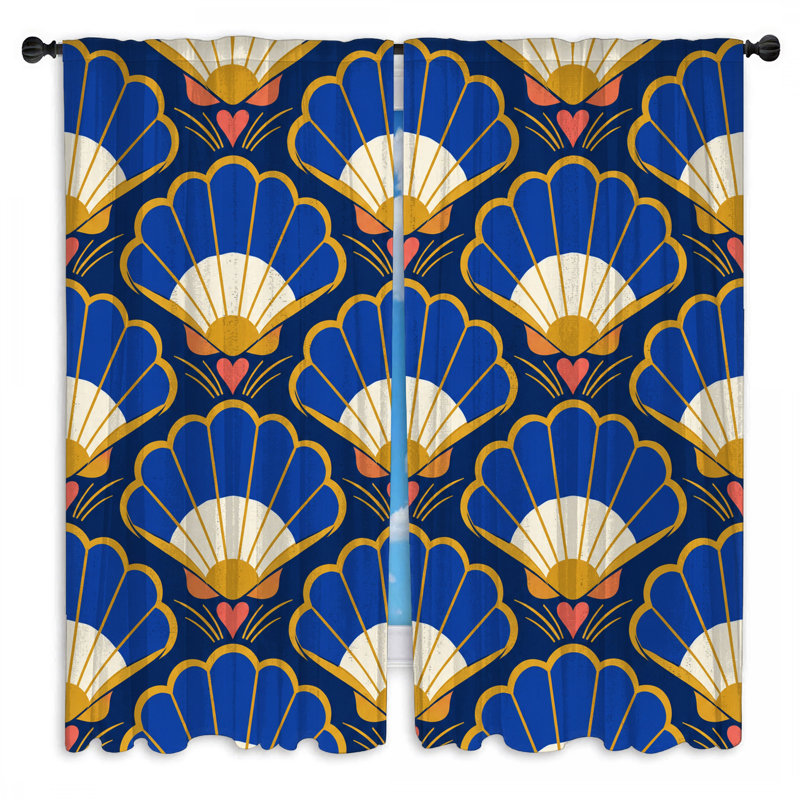 Rideaux de fenêtre Art Deco Shells, 112in x 76in - 2 panels, Sheer
