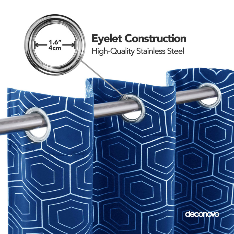 Blackout Curtain Pair, Blue, 46cm Width x 183cm Drop