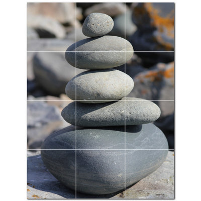 Rocks Photo 4.25 in. x 4.25 in. Ceramic Decorative Mural