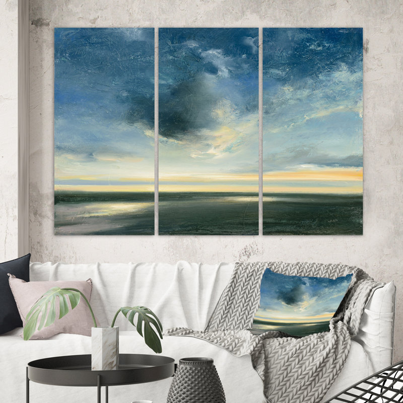 «Blue Coastal Sunrise», peinture à multiples images sur toile tendue, H 40 po x l 60 po x P 1 po