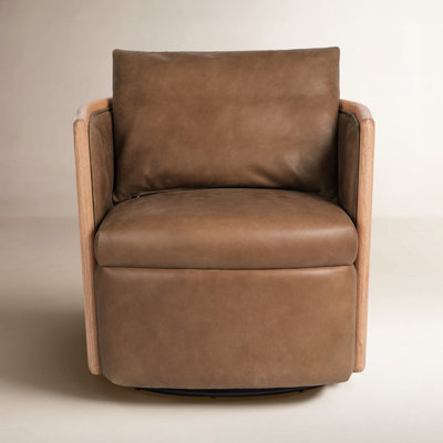 LeeRoy Genuine Leather Swivel Armchair