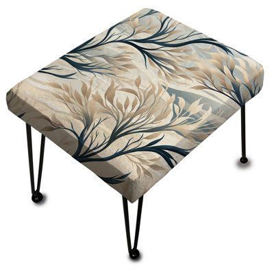 Grey Minimalist Tree Landscape - Floral Rectangle Ottoman