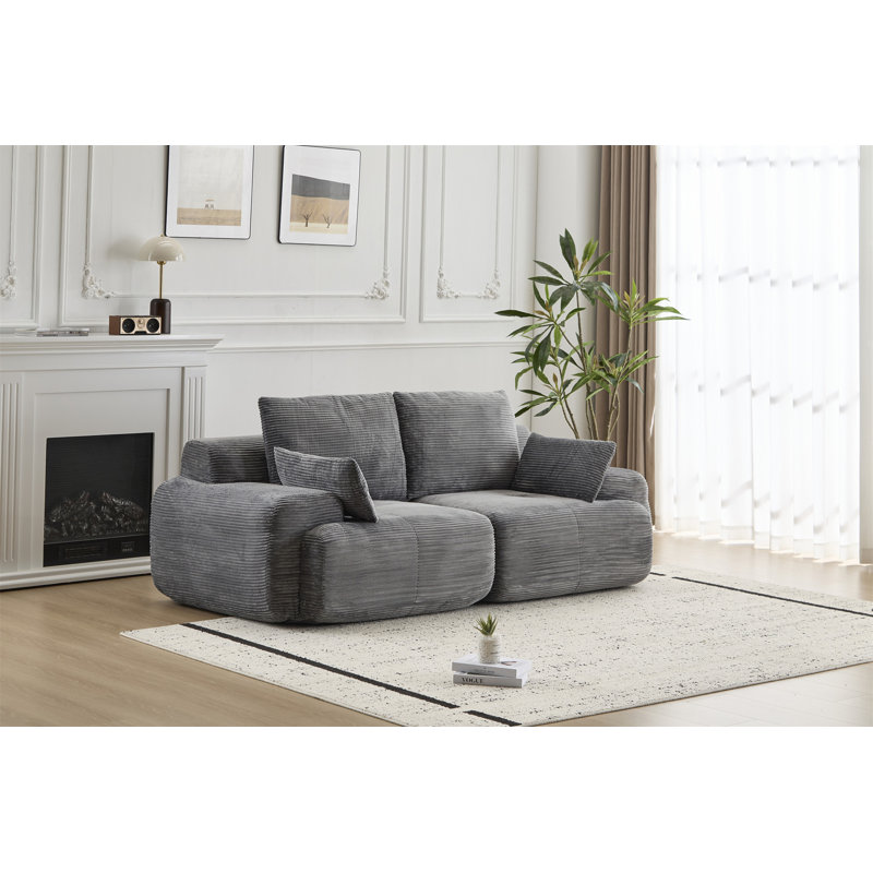 Canapé moderne en mousse à mémoire de forme compressée, grands canapés modulaires à 2 places pour le salon, canapé modulaire Cloud pour animaux de compagnie, tissu en velours côtelé, causeuse très profonde, sans assemblage avec coussins