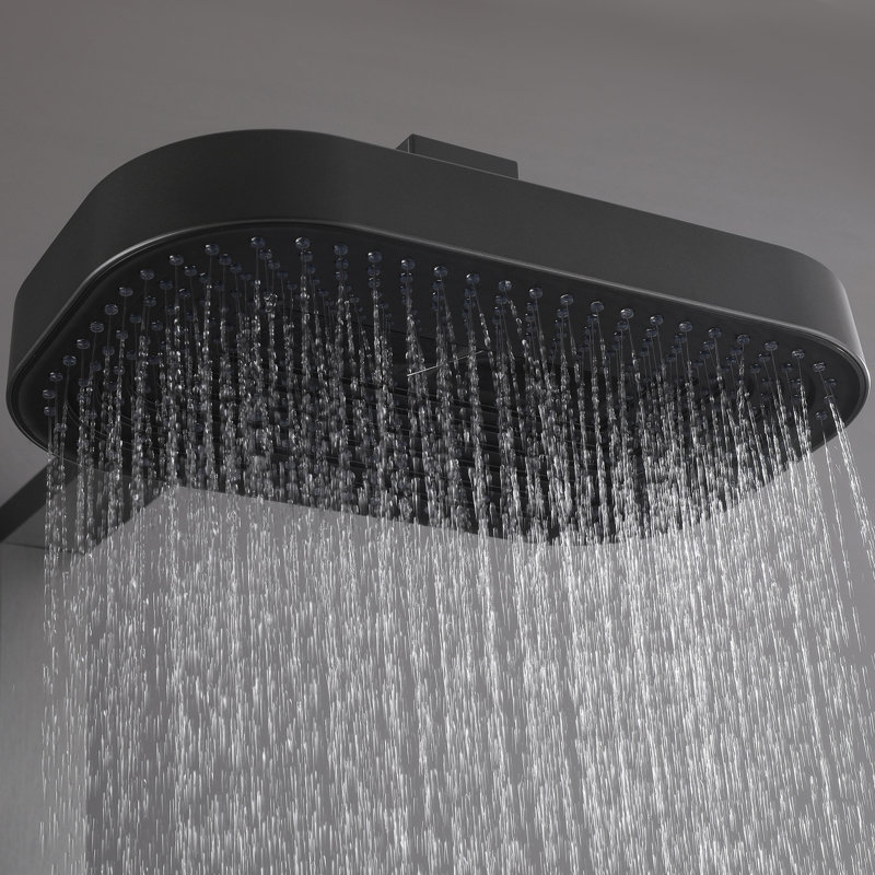 Wall Mounted Thermostatic 3-Function Shower System With Mult-Functions Handheld Shower Head With Tub Faucet