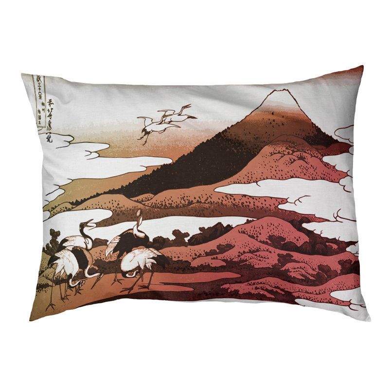 Coussin de concepteur japonais pour grues Burkart, L 42 po x l 52 po, Orange / Noir