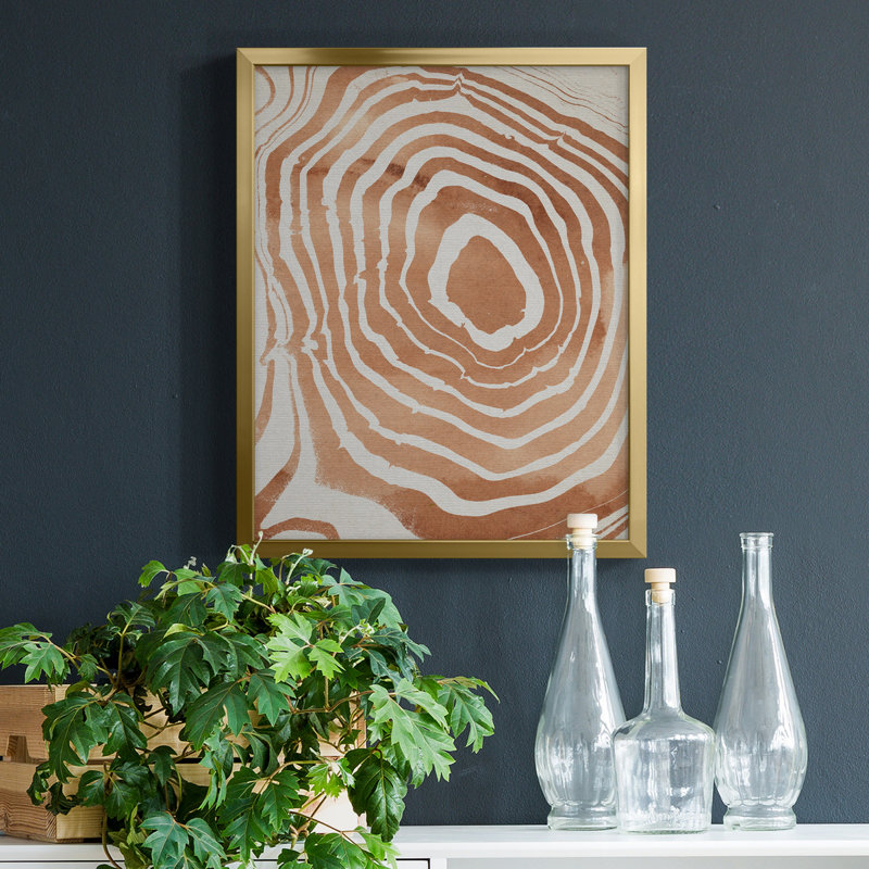 Suminagashi grain de bois III - Toile encadrée de qualité supérieure - prête à être accrochée