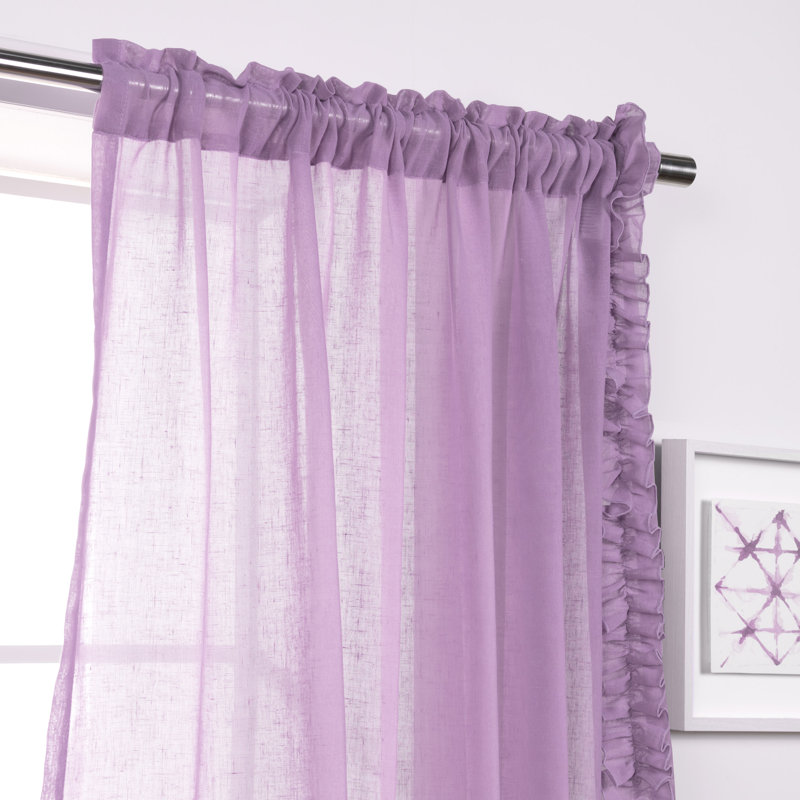 Paire de rideaux semi-transparents avec passe-tringle Raphaelle, Orchidée