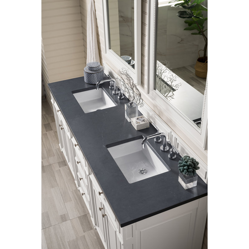 Bristol 72'' W Double Vanity, Iconic Black, Bright White, 8" Widespread