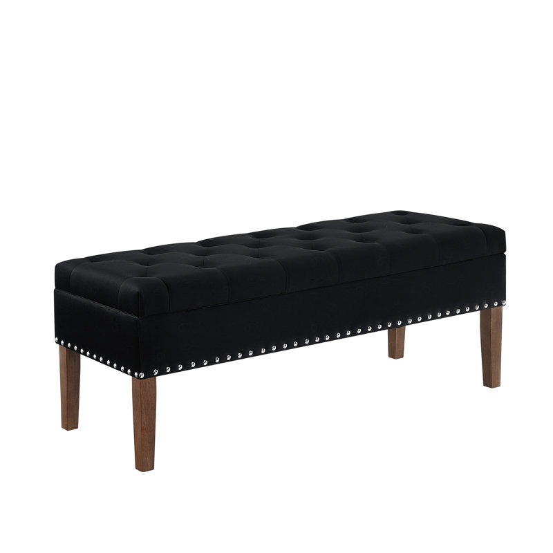 Banc capitonné avec rangement, Noir, noir, noir, noir