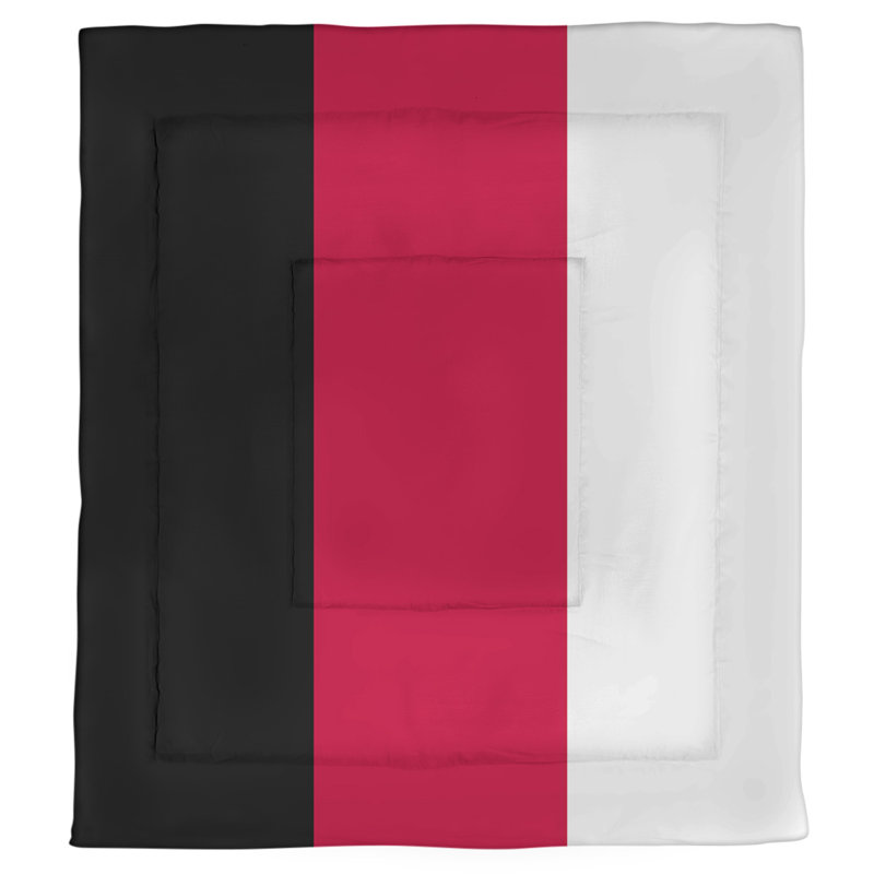 Édredon réversible en microfibre College Stripes Tennessee, Édredon simple, Milieu blanc / milieu rouge