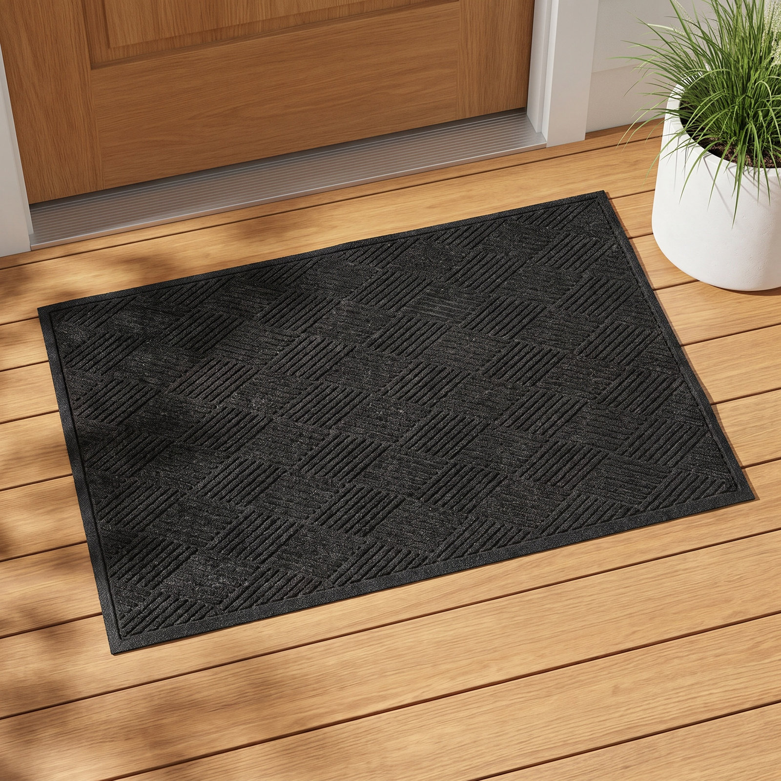 WaterHog Diamonds Non-Slip Doormat, Charcoal, Rectangle 2' x 3'