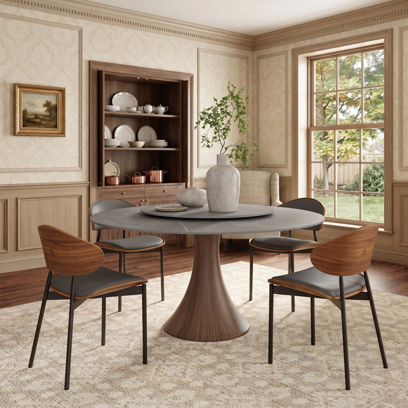 Ensemble de table de salle à manger à piédestal 4/6/8 places Swanigan, H 30 po x L 53 po x l 53 po, 5