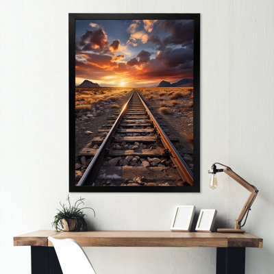 Chemin de fer au coucher du soleil II - reproduction sur toile