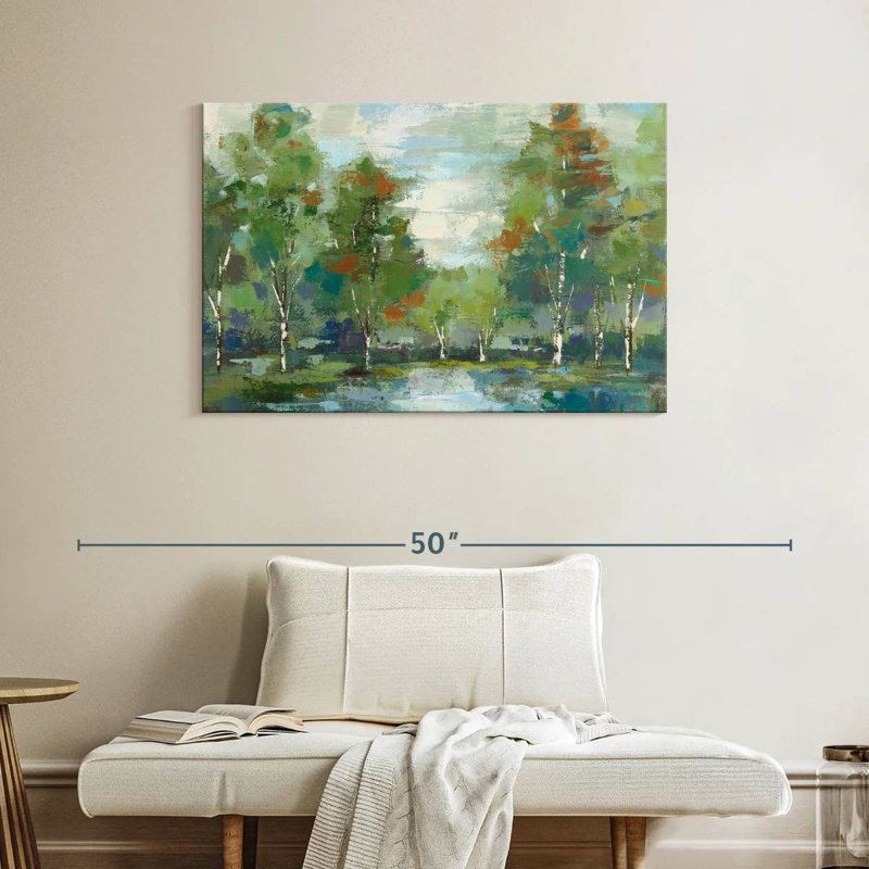 Avery, forêt, aube, turquoise, H 26 po x l 39 po