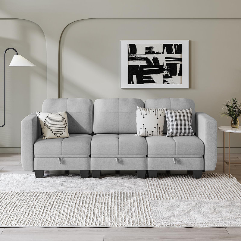 Fabric Corner Sectional, Light Grey, 3, 2