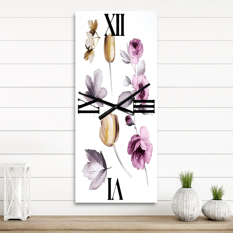 Horloge murale traditionnelle rose et orange, Grand
