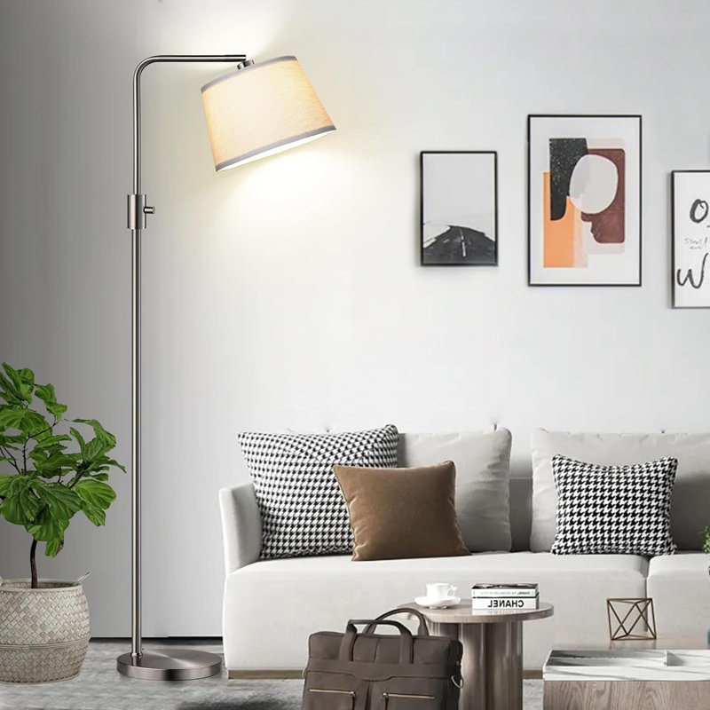 Reeside 65'' LED Arched Floor Lamp with USB, Brushed Nickel