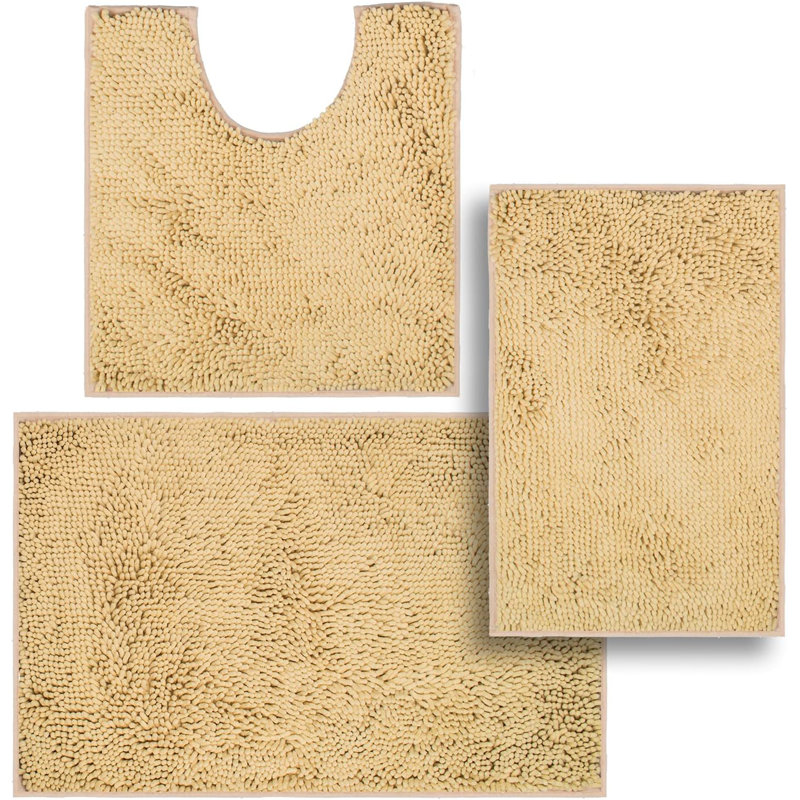 Ensemble de tapis pour salle de bain en chenille 3 pièces Marzipan