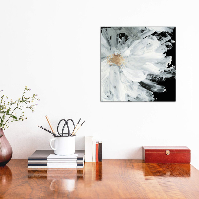 Black Peony by Asia Jensen - Painting on Canvas, 66.04 cm H x 66.04 cm W x 1.91 cm D, Wrapped Canvas