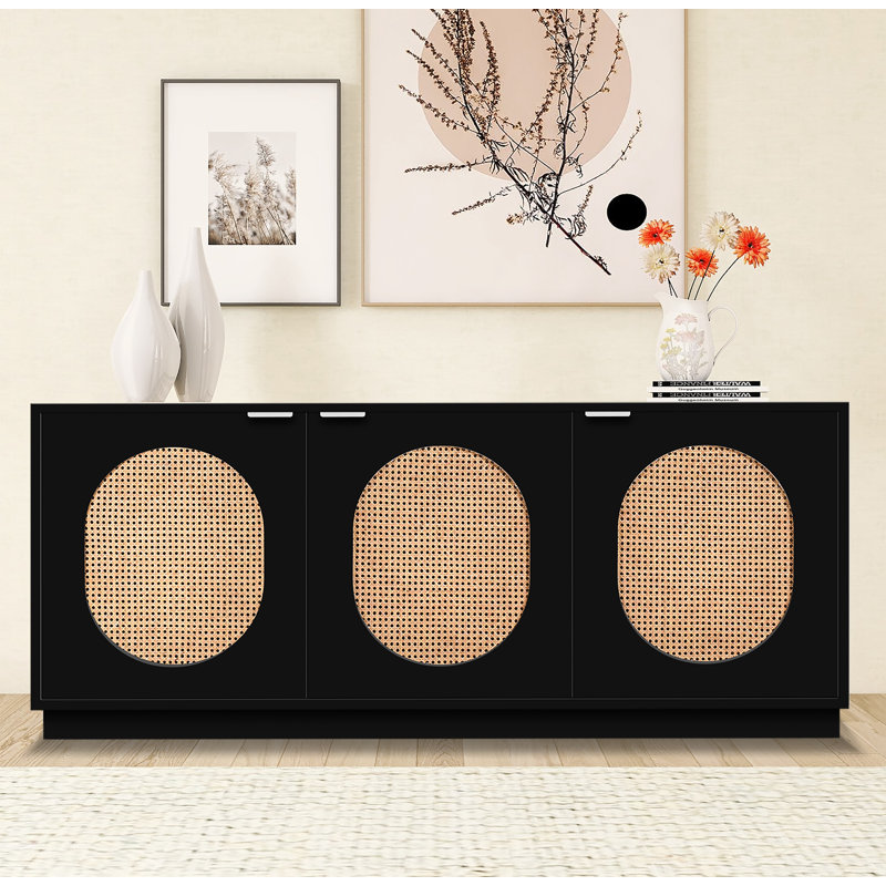 Wanetta 72'' Solid Wood Sideboard, Black