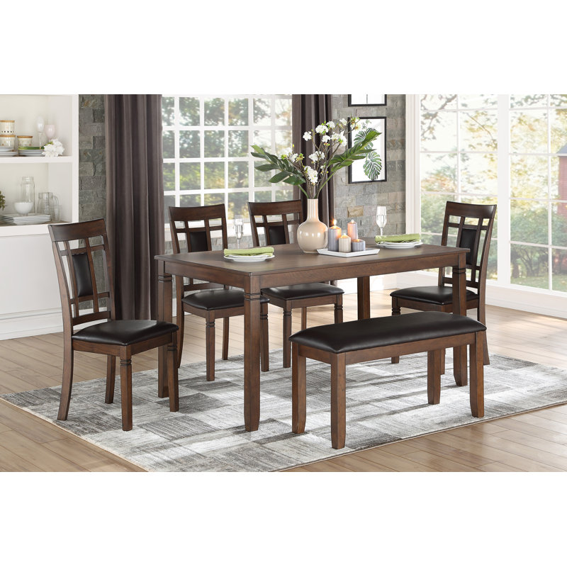 Gemari 6 - Person Solid Wood Top Four Leg Dining Set