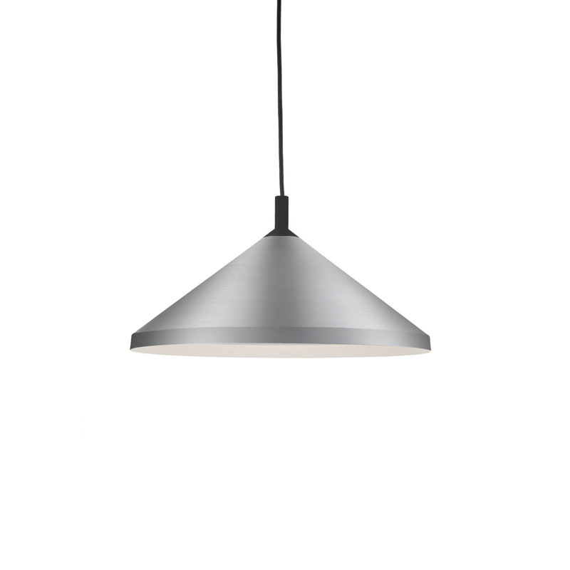 Brushed Nickel and White Aluminum Drum Pendant Light, 18 in