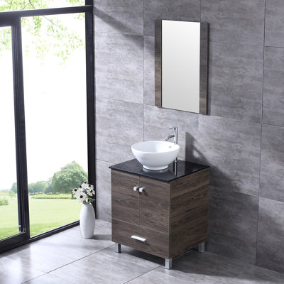 Alderic 24" Single Bathroom Vanity Set with Mirror