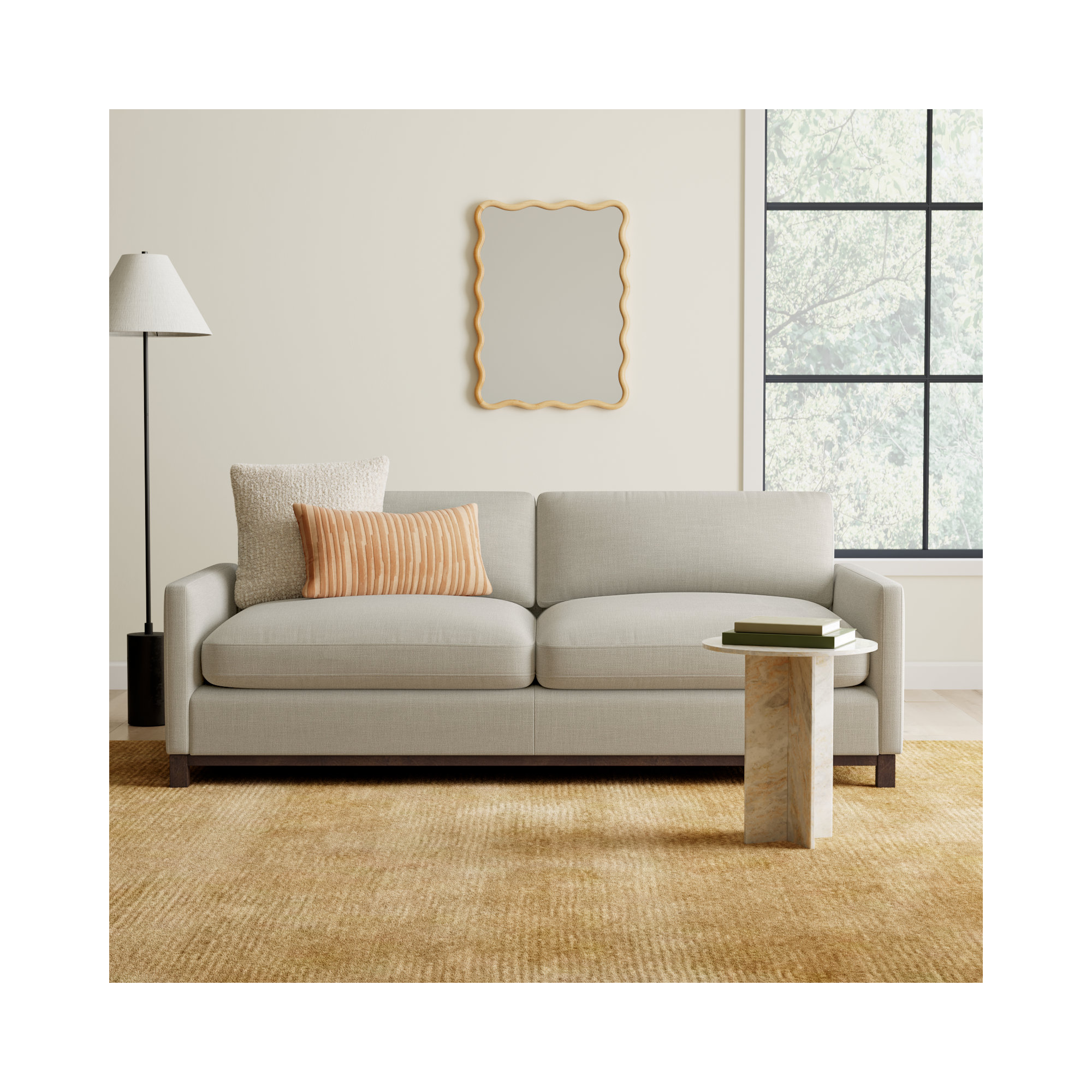 Liz 85" Upholstered Sofa, Dark Brown, Effie Linen Performance Linen, 32.28"H x 101.97"W x 39.37"D