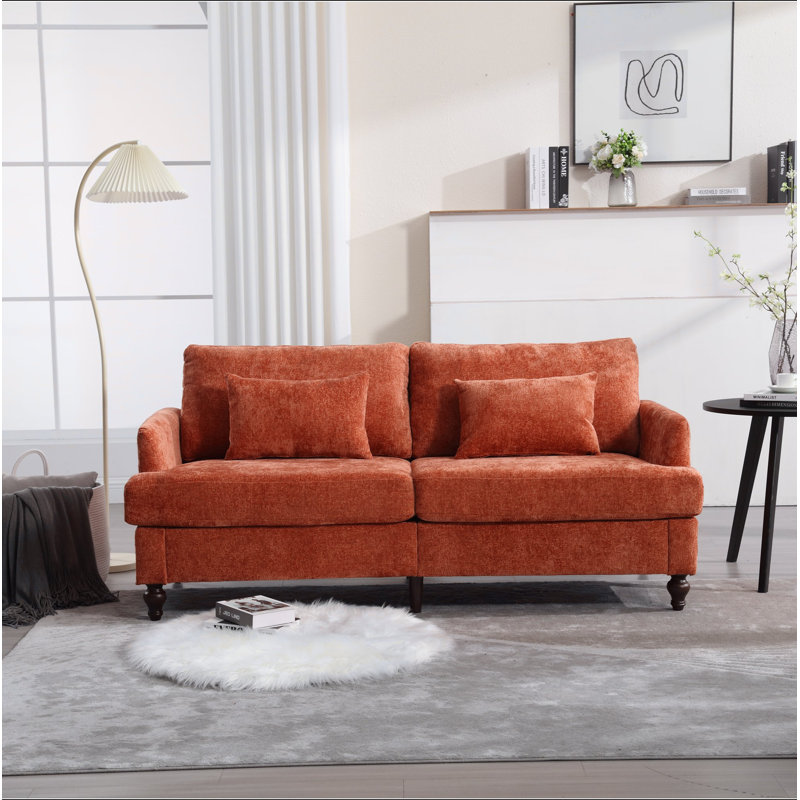 Mid Century Modern chenille Fabric Loveseat sofa, 2-Seat Upholstered Loveseat Sofa Modern Couch for Living Room,wood feet sofa for Bedroom, Reading