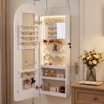 16.5" Wide Jewelry Organizer, LED Jewelry Cabinet Wall/Door Mounted