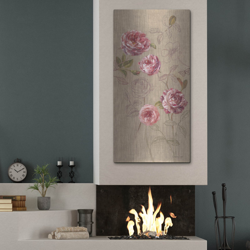«Roses and Butterfly» par Danhui Nai, art mural en métal, H 48 po x l 24 po
