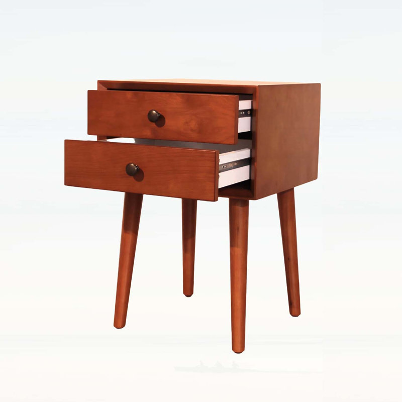 Table de chevet moderne à 2 tiroirs avec un design en angle et un rangement facile à glisser, parfait pour le chevet ou le salon