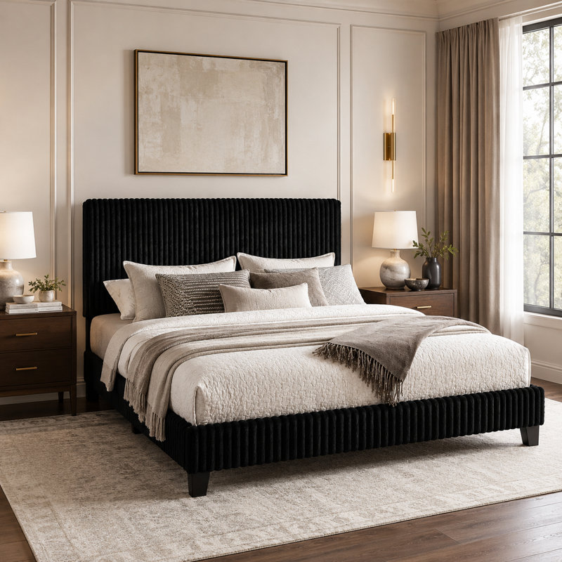 Lit plateforme tapissier Marvelle, Grand lit