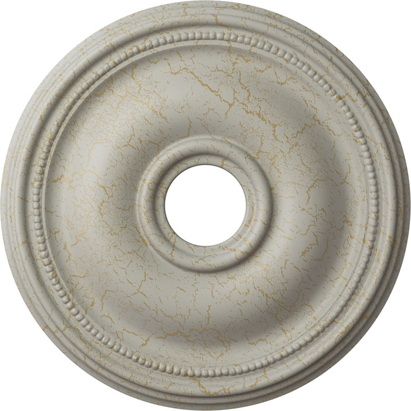 Endurathane Bradford Ceiling Medallion, 18 1/8"OD x 3 3/4"ID x 1 1/8"P (Fits Canopies up to 4 3/8"), Hand-Painted Pot of Cream Crackle Finish