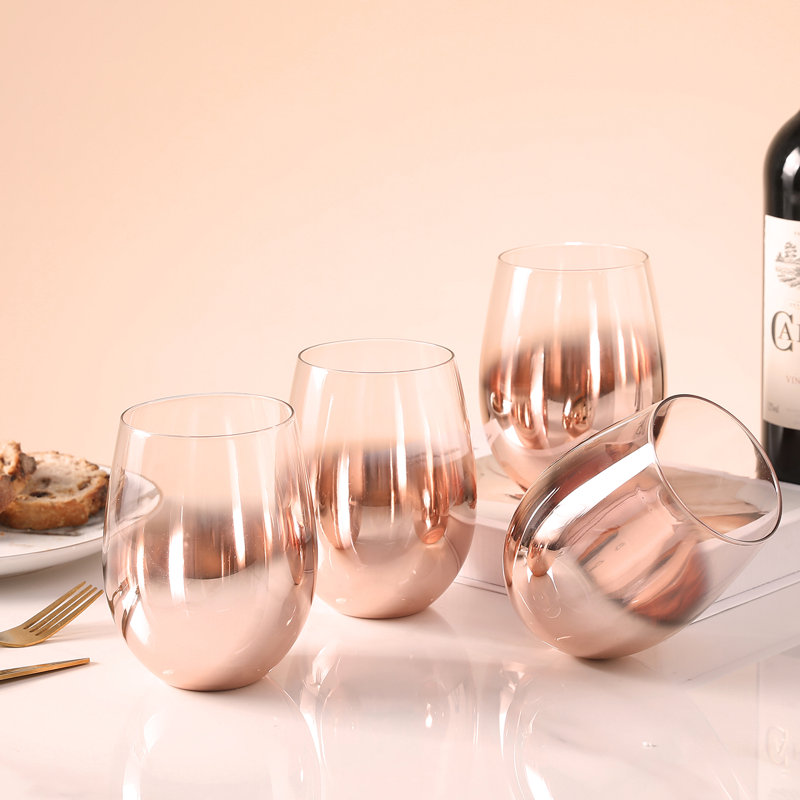 4 Piece 237ml Wine Glass Set, Rose Gold