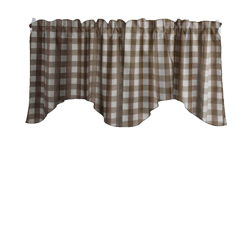 Cantonnière festonnée à carreaux Gingham, Brun