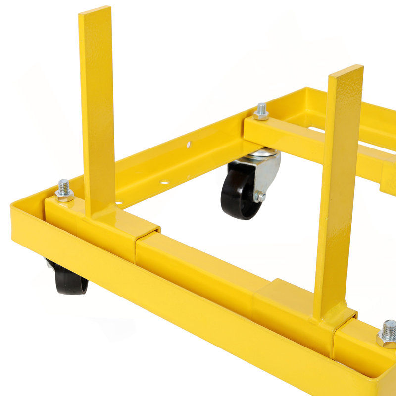 750Lbs Rolling Engine Stand,Adjustable Width And Length, With 2Pcs Buckle Straps,Yellow