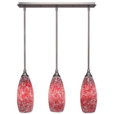 Luminaire suspendu linéaire sur pied 3 lumières avec verre fusion 5 po