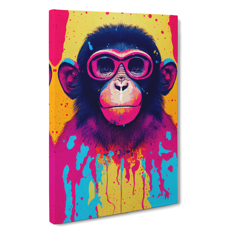 Paint Splash Monkey No.5 - Wrapped Canvas, 50cm H x 35cm W x 3cm D