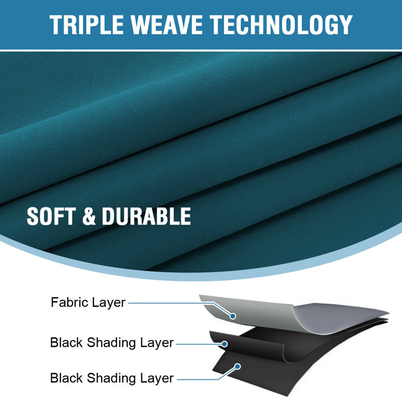 100% Blackout Curtains for Bedroom with Liner Full Room Darkening Curtains Thermal Insulated Back Tab/Rod Pocket Window Drapes for Living Room, 2 Panels