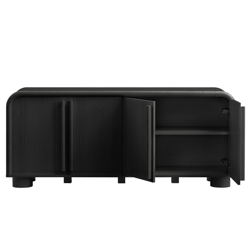 Buffet courbé 4 portes Herline en chêne noir
