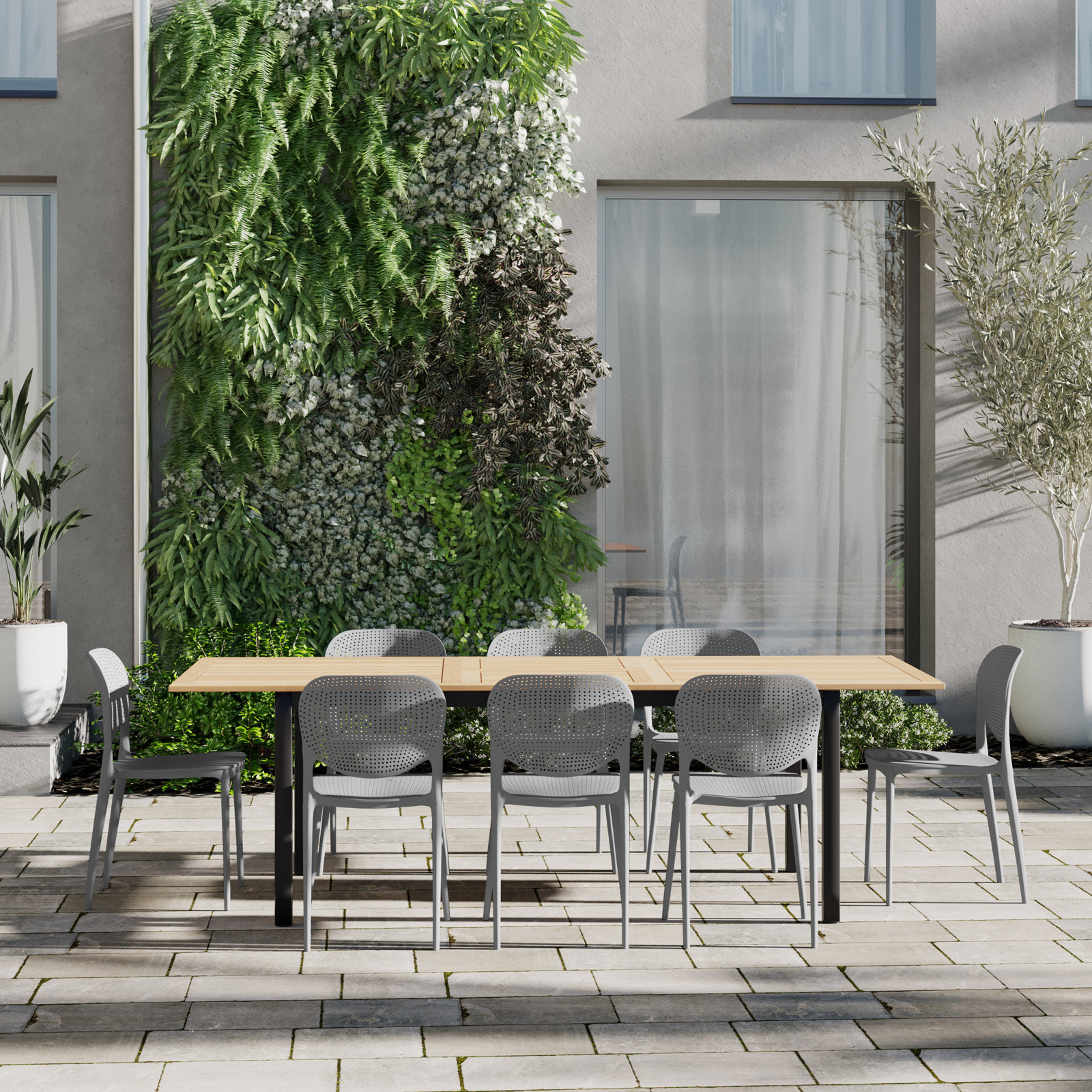 Anautica 71" Eucalyptus Patio Dining Set