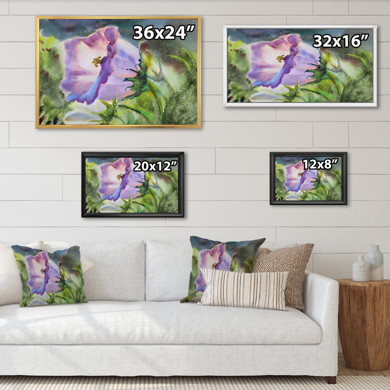 «Blossoming Vibrant Purple Wildflower», impression sur toile encadrée, H 8 po x l 12 po x P 1 po, Cadre naturel flottant