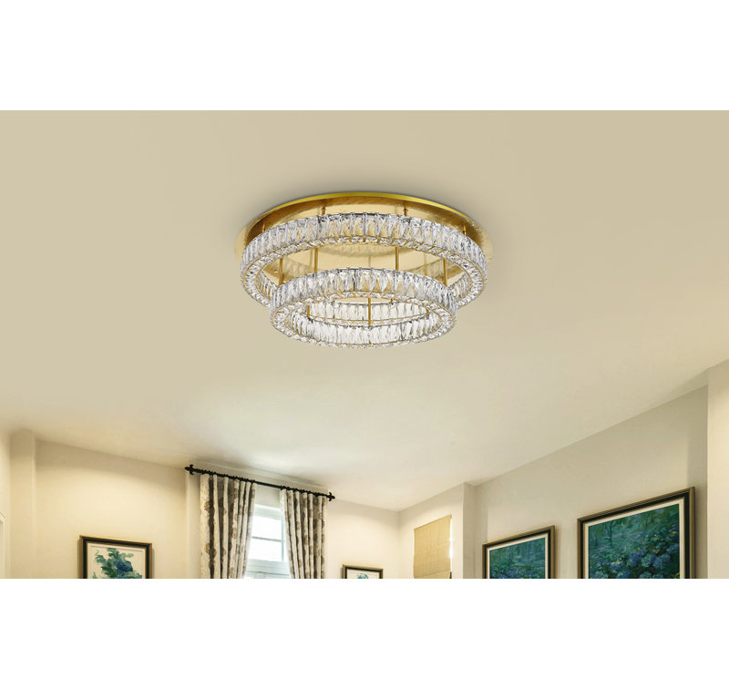Plafonnier encastré à DEL 17,7 po Bodell, 76, H 1,6 po x l 33,5 po x P 33,5 po, Doré