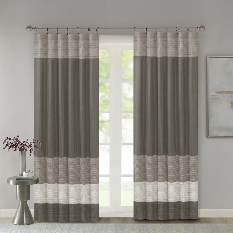 Amherst Polyoni Pintuck Single Curtain Panel, Natural