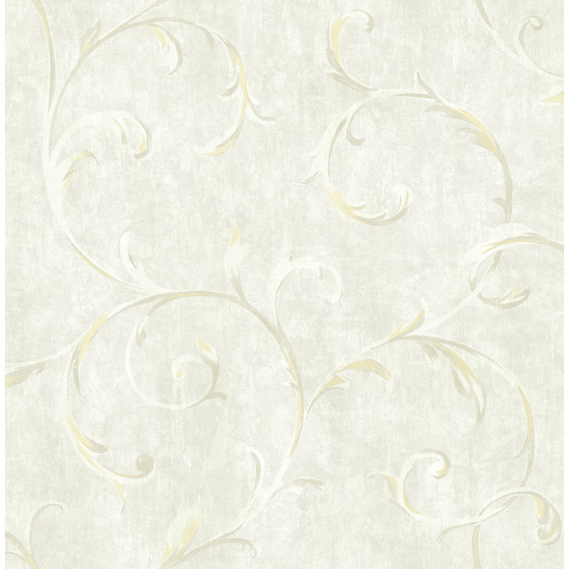 Rouleau de papier peint à volutes L 32,82 pi x l 20,5 po Vittorio, Doré / beige