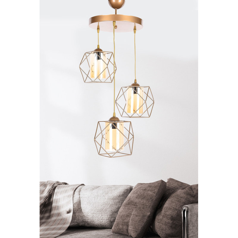 Luminaire suspendu en grappe à 3 lumières