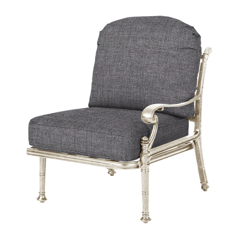 Florence Cushion Left Arm Lounge Chair, Cast Slate Sunbrella® Plainweave, Desert Bronze