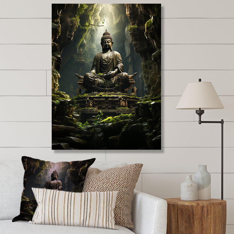 Sentiers illuminés, bouddhisme au temple I, Toile tendue, H 20 po x l 12 po x P 1 po